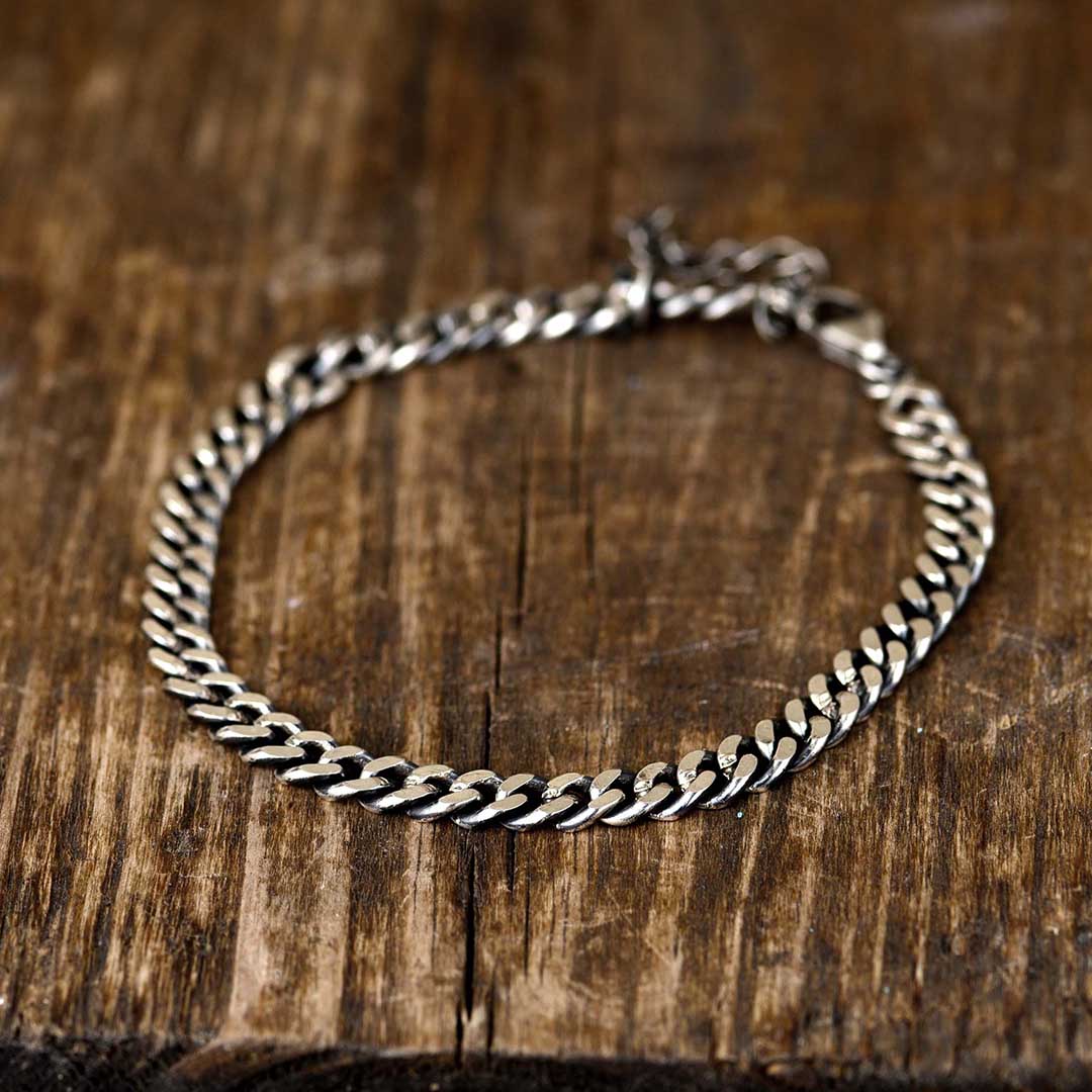 Men's Curb Chain Bracelet Sterling Silver