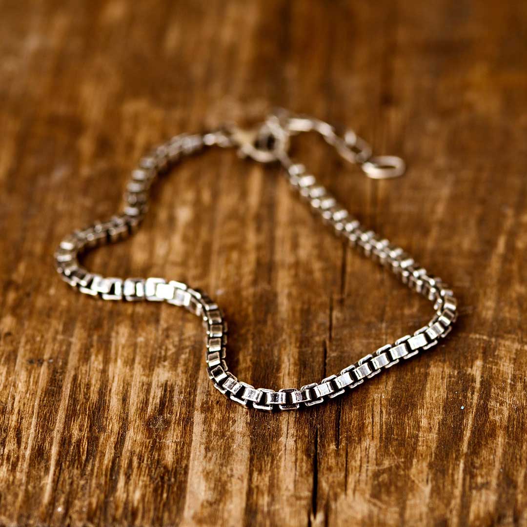 Men's Box Chain Bracelet Sterling Silver