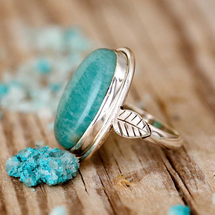 Vintage high quality Sterling Silver Huge Amazonite Ring