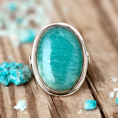 Amazonite Ring Sterling Silver - Boho Magic