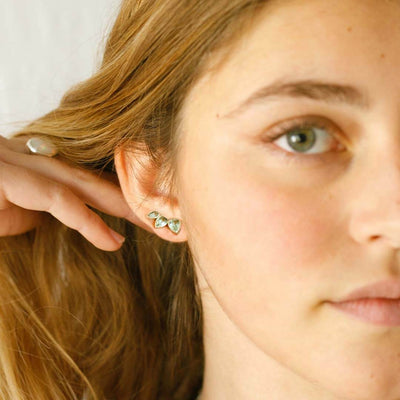 Teardrop Aquamarine Ear Climber Earrings Sterling Silver - Boho Magic