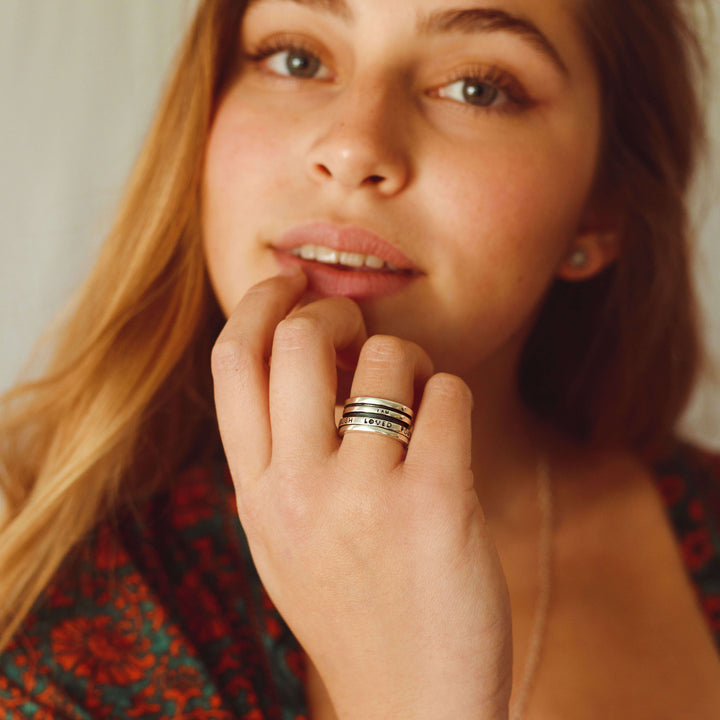 Fidget Ring with Empowering Engraving Sterling Silver