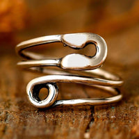 Safety Pin Ring Sterling Silver - Boho Magic