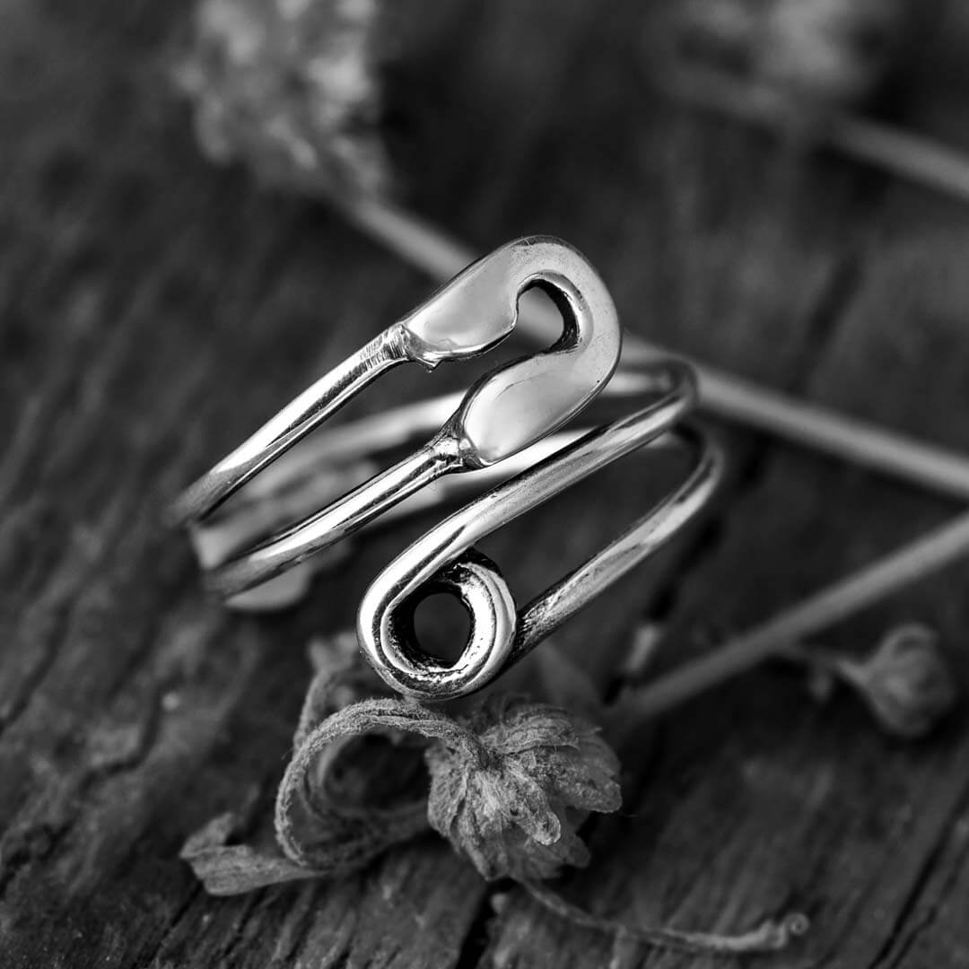 Safety Pin Ring Sterling Silver