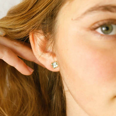 Aquamarine Stud Earrings Sterling Silver - Boho Magic