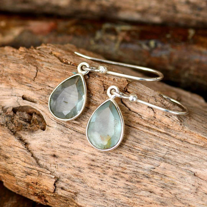 Aquamarine Teardrop Earrings Sterling Silver