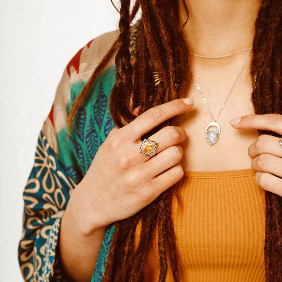 Citrine Teardrop Ring Sterling Silver