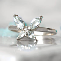 Butterfly Aquamarine Ring Sterling Silver - Boho Magic