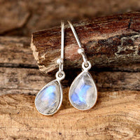 Moonstone Teardrop Earrings Sterling Silver - Boho Magic