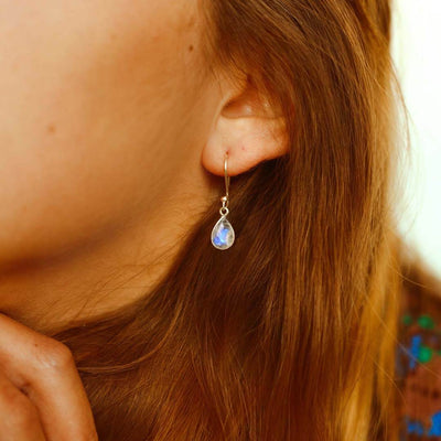 Moonstone Teardrop Earrings Sterling Silver - Boho Magic
