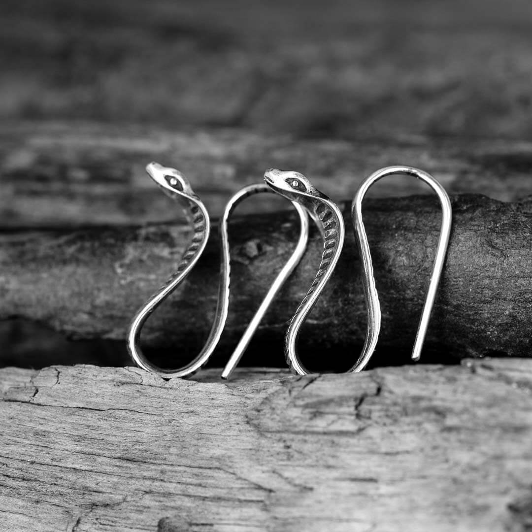 Unique Snake Earrings Sterling Silver