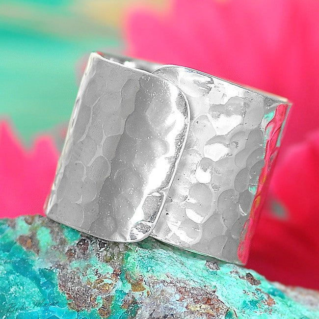 Wide Wrap Cuff Silver Ring