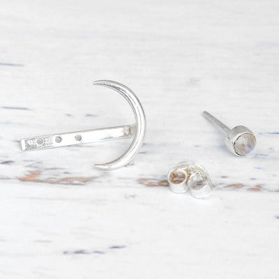 Moon Earrings with Moonstone Sterling Silver - Boho Magic