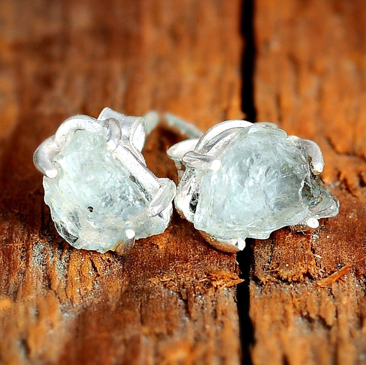 Aquamarine silver stud earrings shop