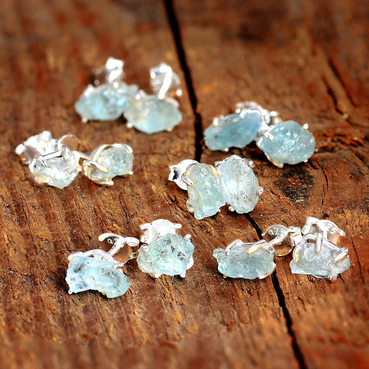 Raw Aquamarine Earrings Boho Magic Jewelry