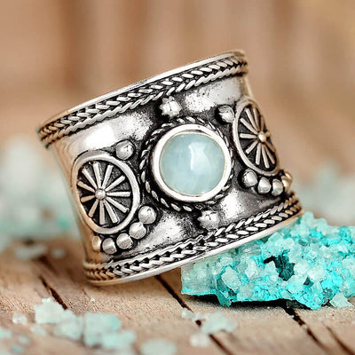 Boho Aquamarine Ring Sterling Silver - Boho Magic