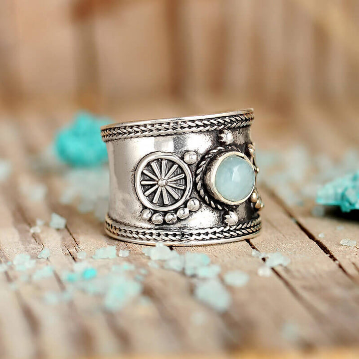 Boho Aquamarin Ring Sterling Silber