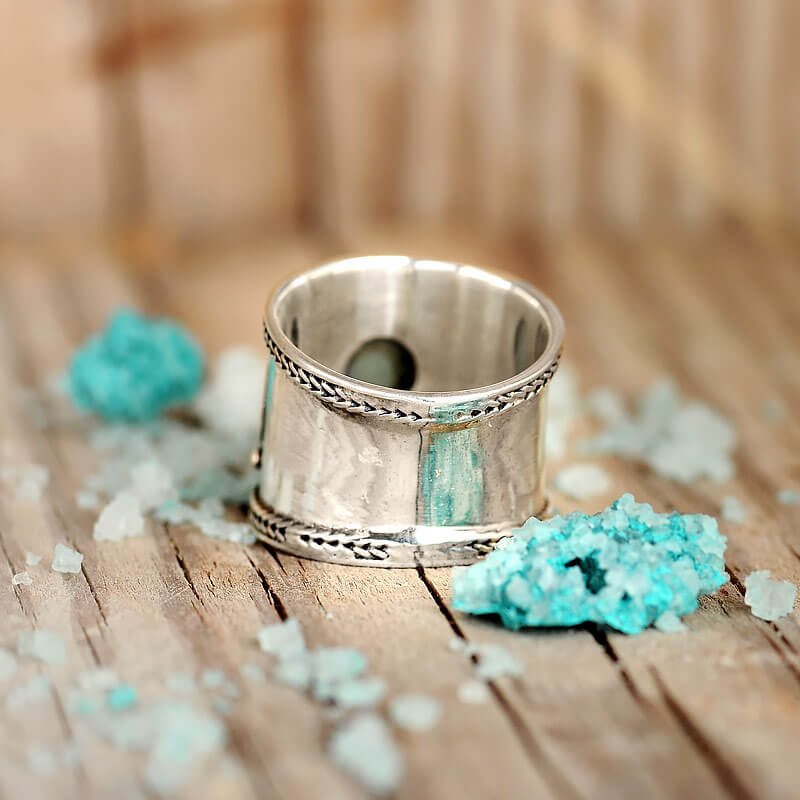 Boho Aquamarine Ring Sterling Silver