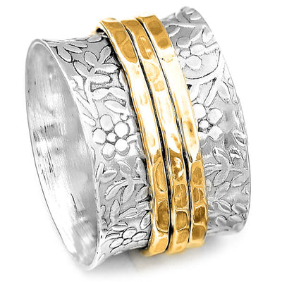 Unique Flowers Women's Spinner Ring Sterling Silver - Boho Magic