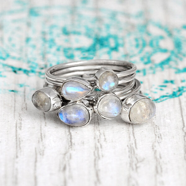 Sterling Silver Stacking Moonstone Ring