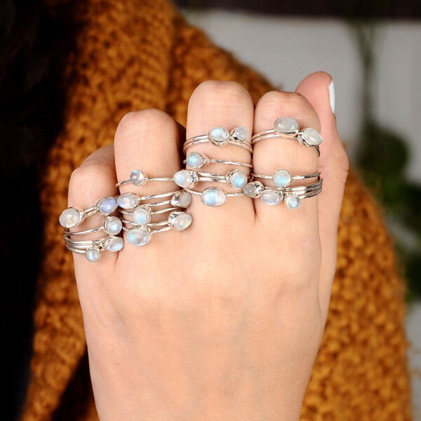 Sterling Silver Stacking Moonstone Ring