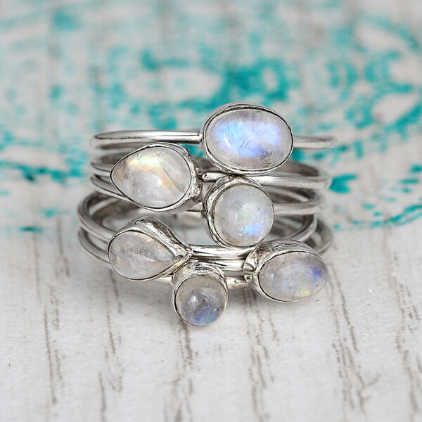 Sterling Silver Stacking Moonstone Ring