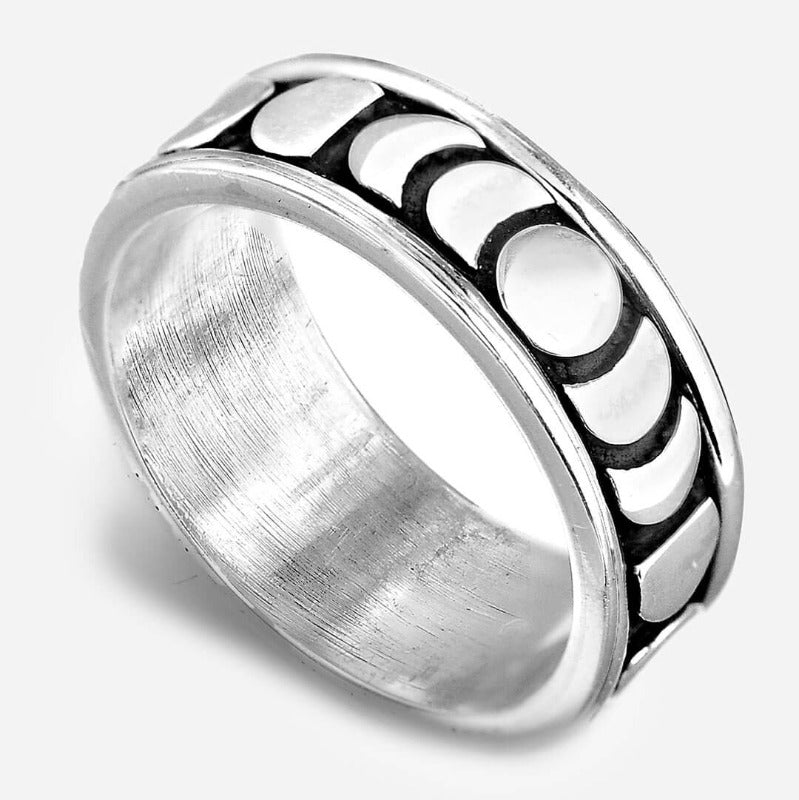 Moon Phase Spinner Ring Sterling Silver