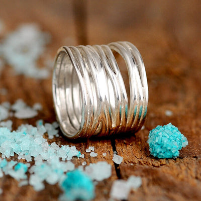 Wire Wrap Sterling Silver Wide Ring - Boho Magic
