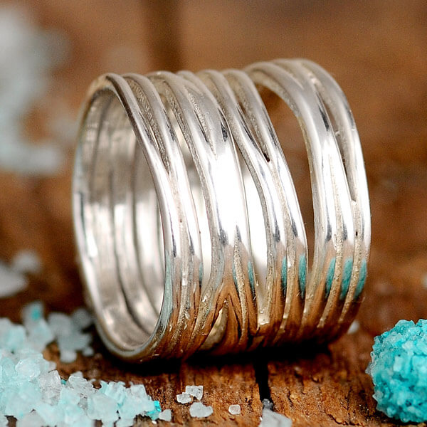 Wire Wrap Sterling Silver Wide Ring