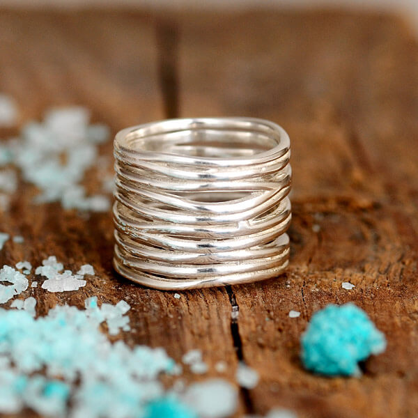 Wire Wrap Sterling Silver Wide Ring