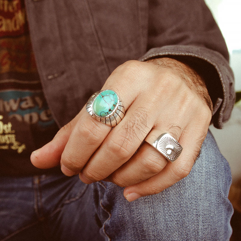 Turquoise Ring for Men Sterling Silver