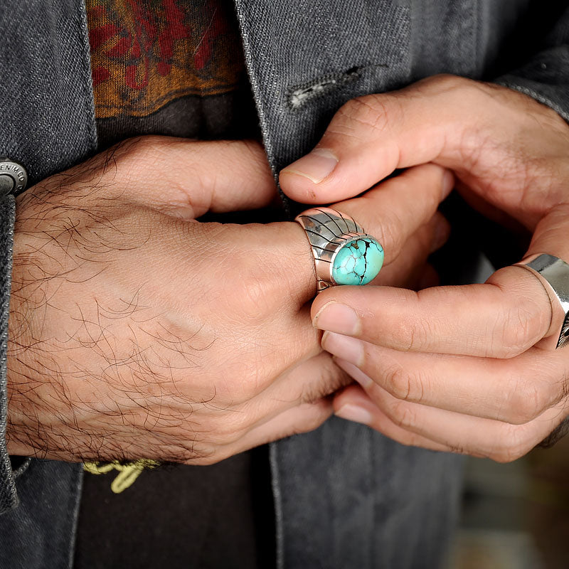 Turquoise Ring for Men Sterling Silver