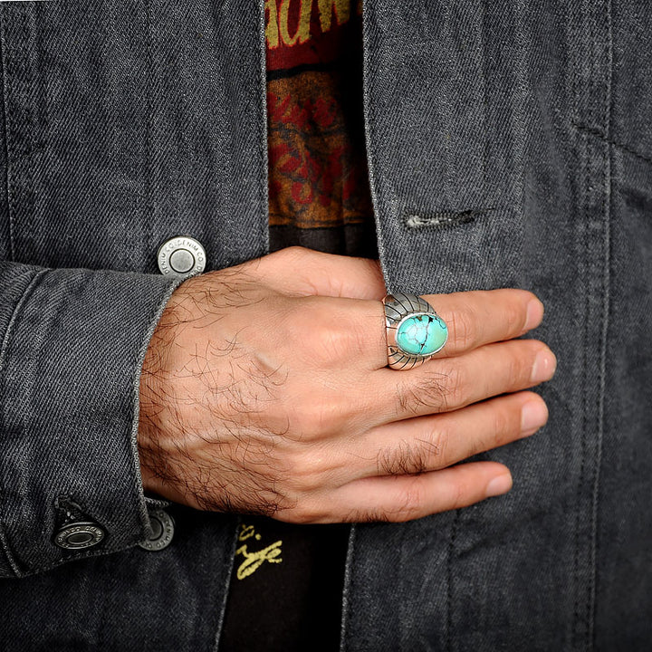 Turquoise Ring for Men Sterling Silver