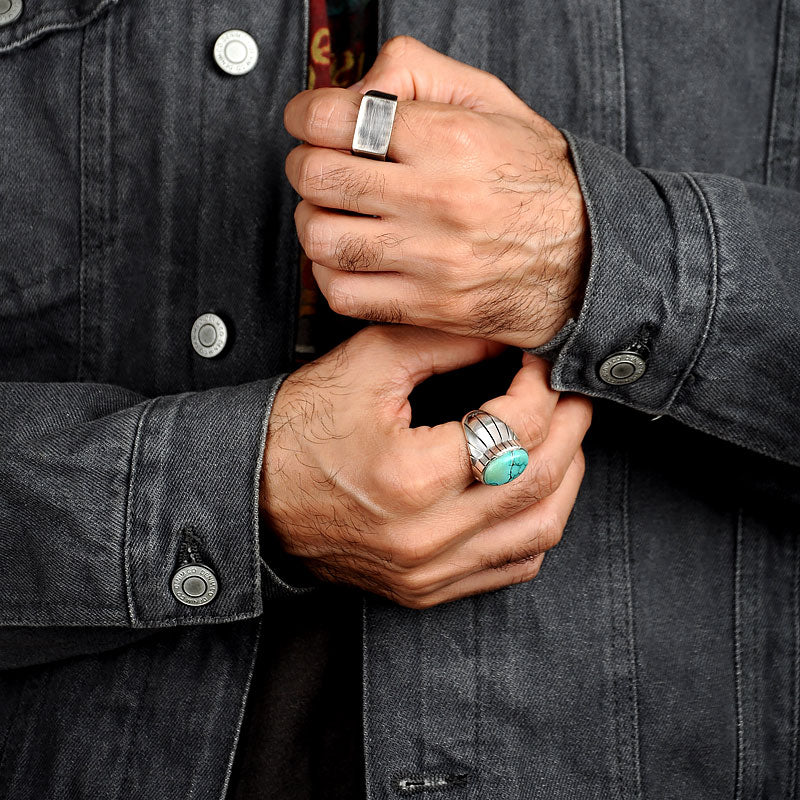 Turquoise Ring for Men Sterling Silver