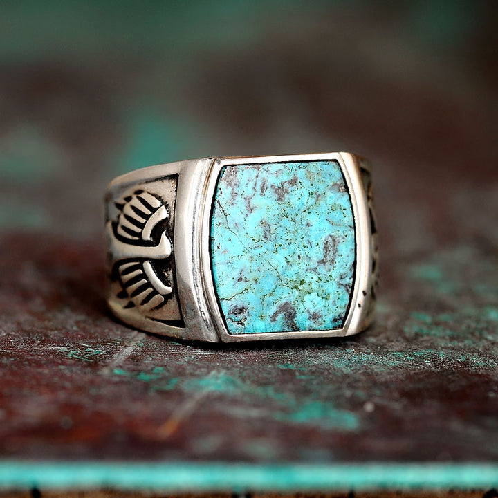 Eagle Turquoise Ring for Men Sterling Silver