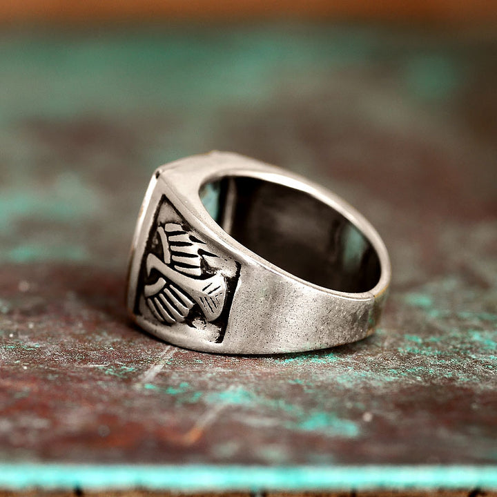 Eagle Turquoise Ring for Men Sterling Silver