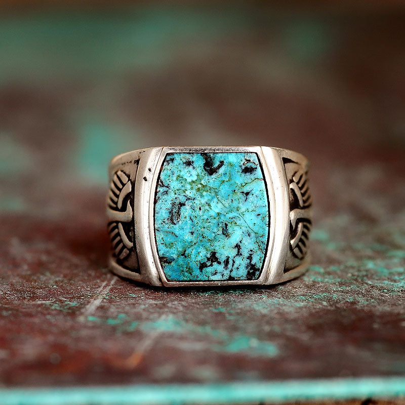 Eagle Turquoise Ring for Men Sterling Silver