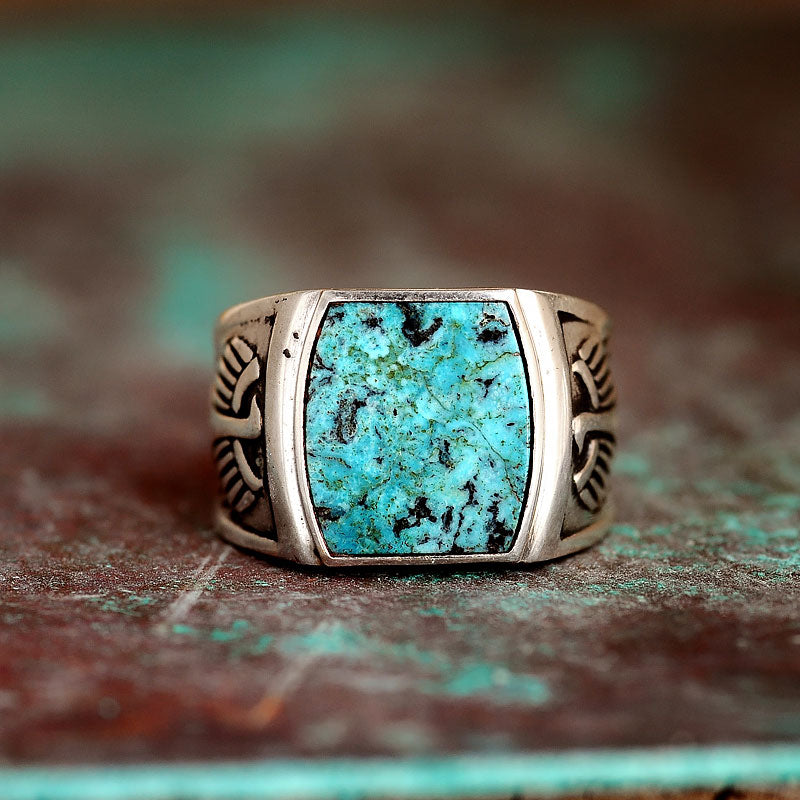 China Fashion Cheap Price Man Punk Jewelry Turquoise Stone Stainless Steel  Silver Plated Ring Men factory and manufacturers | Ouyan