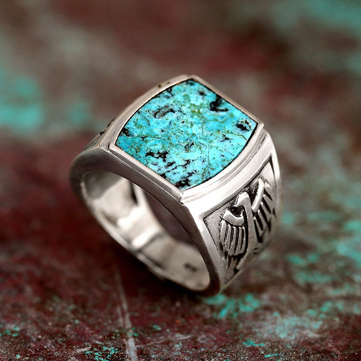 Eagle Turquoise Ring for Men Sterling Silver