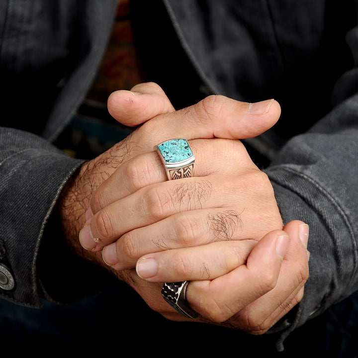 Eagle Turquoise Ring for Men Sterling Silver