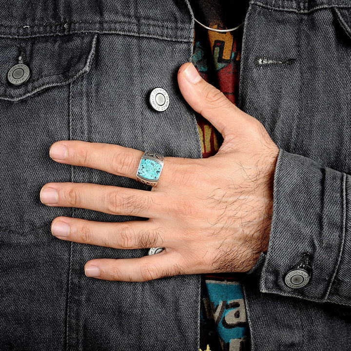 Eagle Turquoise Ring for Men Sterling Silver