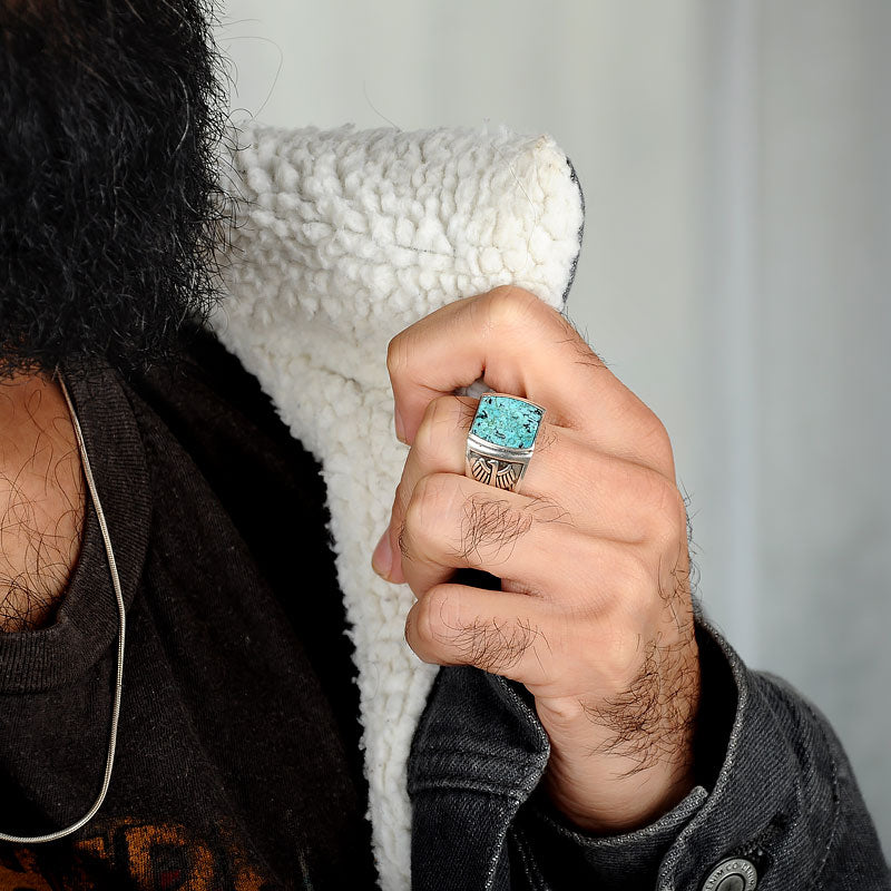 Eagle Turquoise Ring for Men Sterling Silver