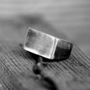 Black Square Signet Ring for Men Sterling Silver