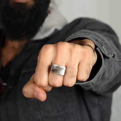 Black Square Signet Ring for Men Sterling Silver - Boho Magic