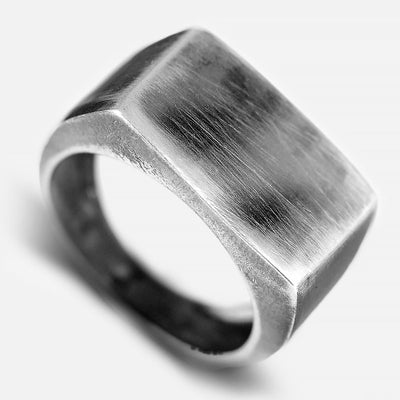 Black Square Signet Ring for Men Sterling Silver - Boho Magic