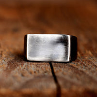 Black Square Signet Ring for Men Sterling Silver - Boho Magic