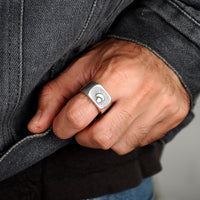 Sun and Moon Signet Ring for Men Sterling Silver - Boho Magic