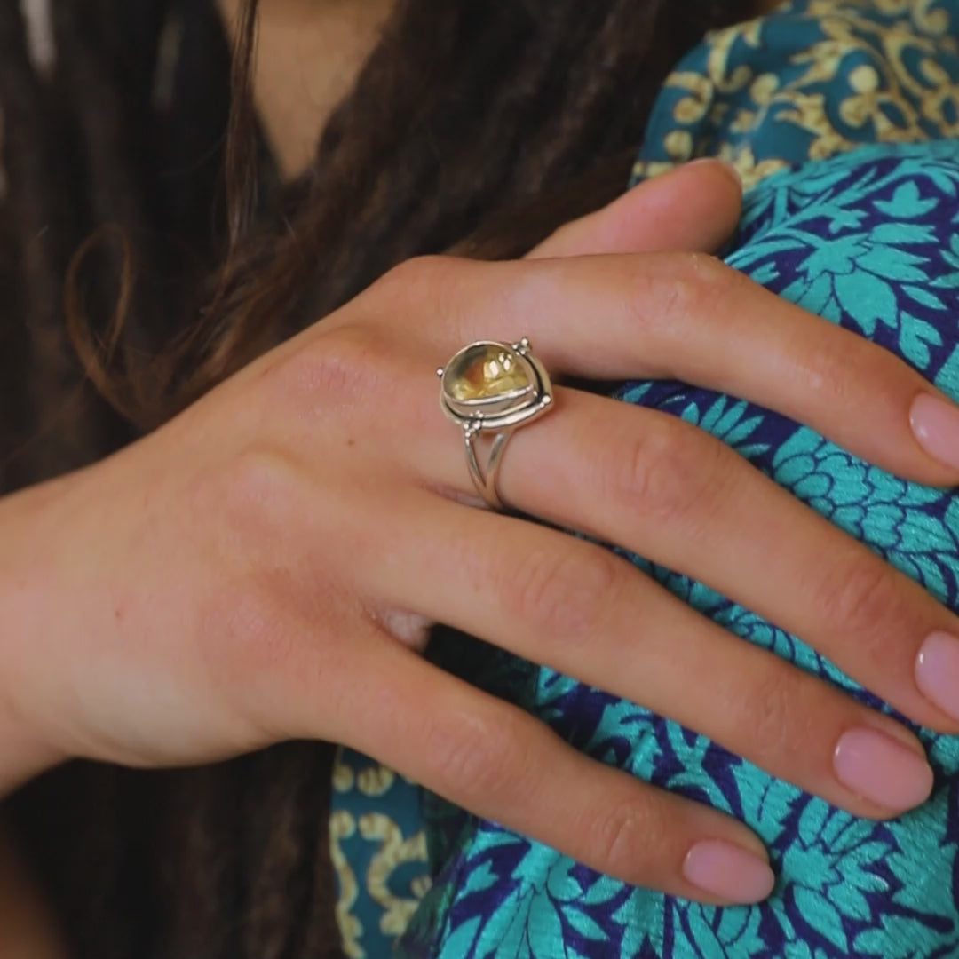 Citrine Teardrop Ring Sterling Silver