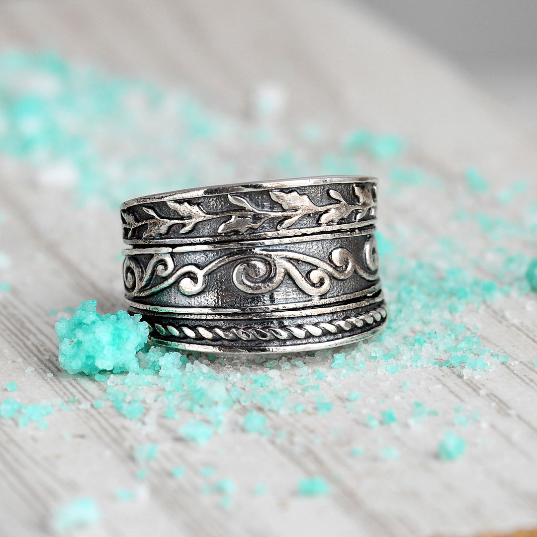 Wide Band Thumb Ring Sterling Silver