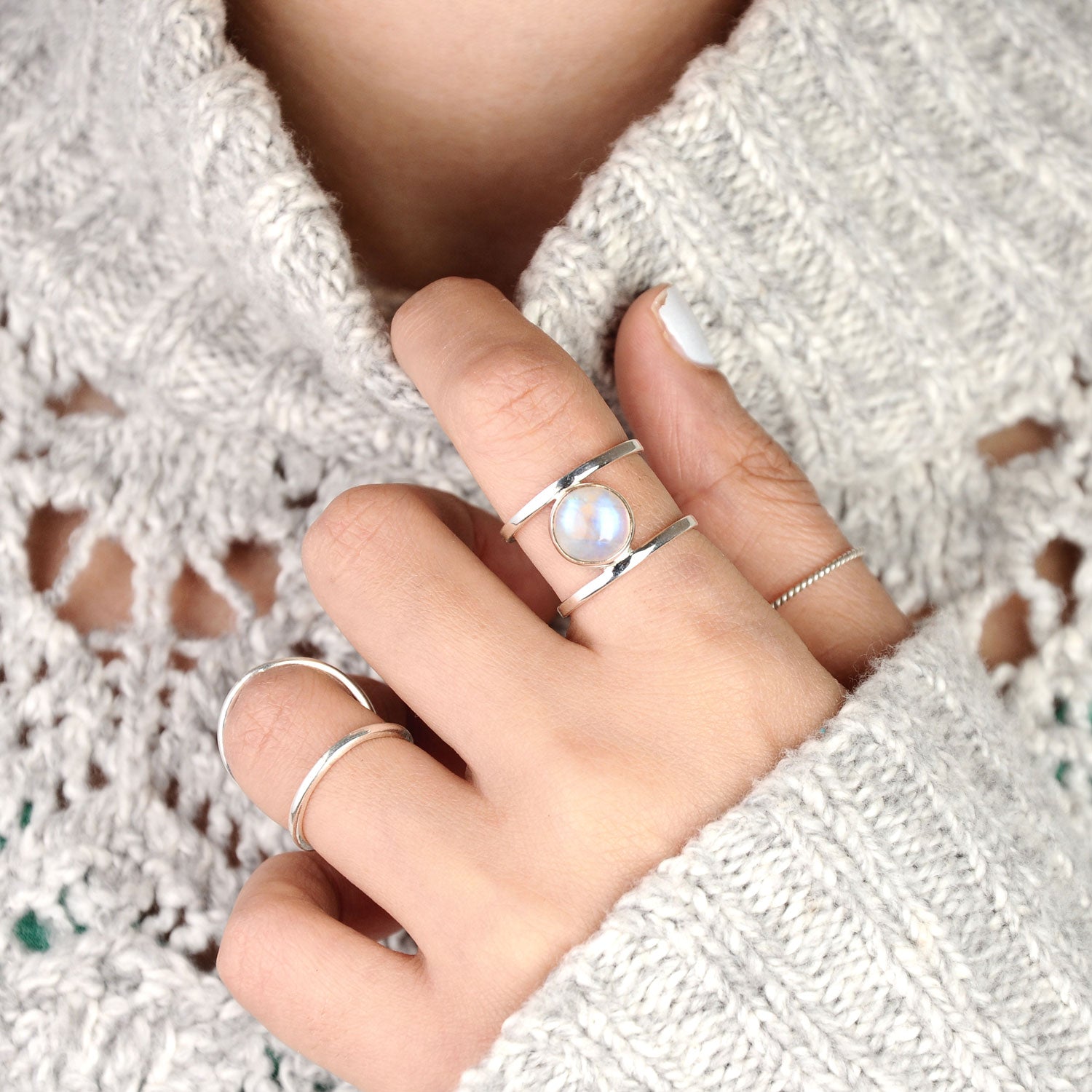 Colorful Ring Splints Women's Splint Ring Sterling Silver – Boho Magic Jewelry